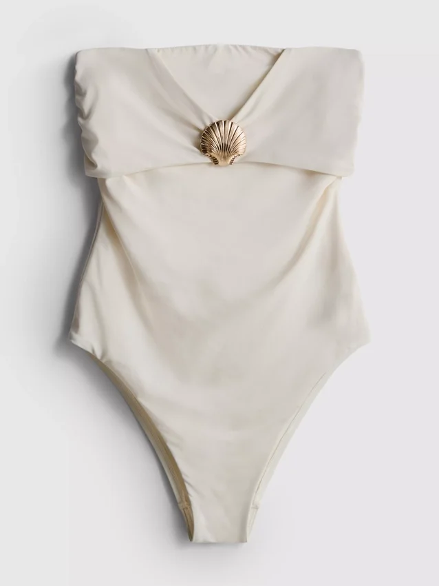 Deniz kabuğu detaylı bandeau mayo Deniz kabuğu detaylı bandeau mayo