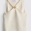 Denizyıldızı desenli halter yaka üst Denizyıldızı desenli halter yaka üst