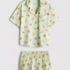 Desenli erkek tarzı kısa pijama Desenli erkek tarzı kısa pijama