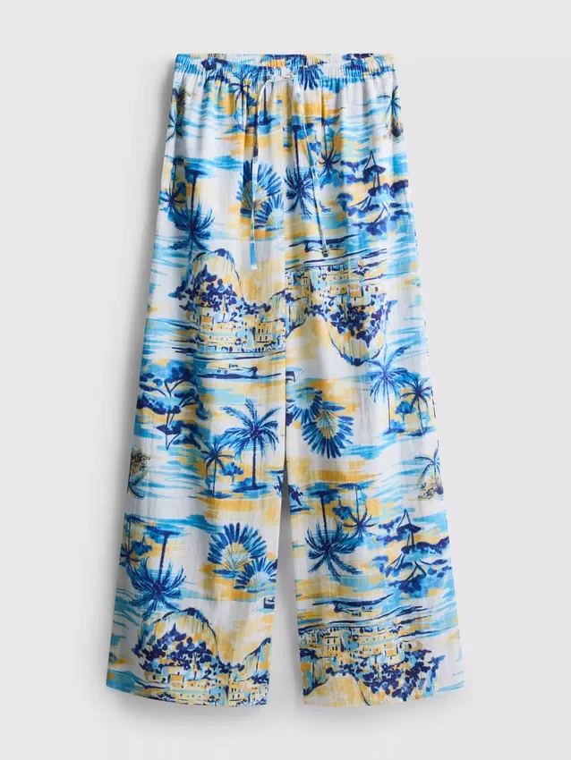 Desenli geniş paça plaj pantolonu Desenli geniş paça plaj pantolonu