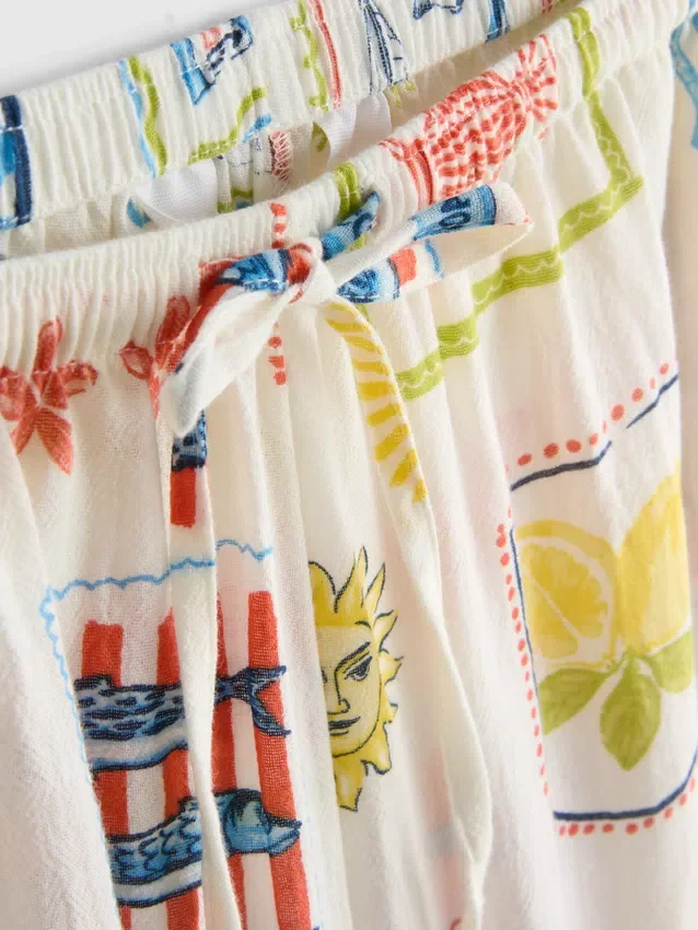 Desenli geniş paça plaj pantolonu Desenli geniş paça plaj pantolonu