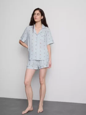 Desenli kısa erkek tarzı şort pijama Desenli kısa erkek tarzı şort pijama