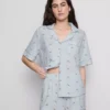 Desenli kısa erkek tarzı şort pijama Desenli kısa erkek tarzı şort pijama