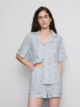 Desenli kısa erkek tarzı şort pijama Desenli kısa erkek tarzı şort pijama