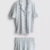 Desenli kısa erkek tarzı şort pijama Desenli kısa erkek tarzı şort pijama