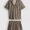 Desenli kısa erkek tarzı pijama Desenli kısa erkek tarzı pijama