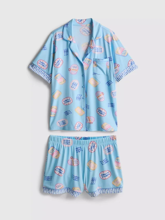 Desenli kısa erkek tarzı pijama Desenli kısa erkek tarzı pijama