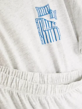 Desenli kısa kollu pijama takımı Desenli kısa kollu pijama takımı