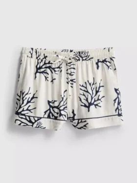 Desenli mercan rengi pijama şortu