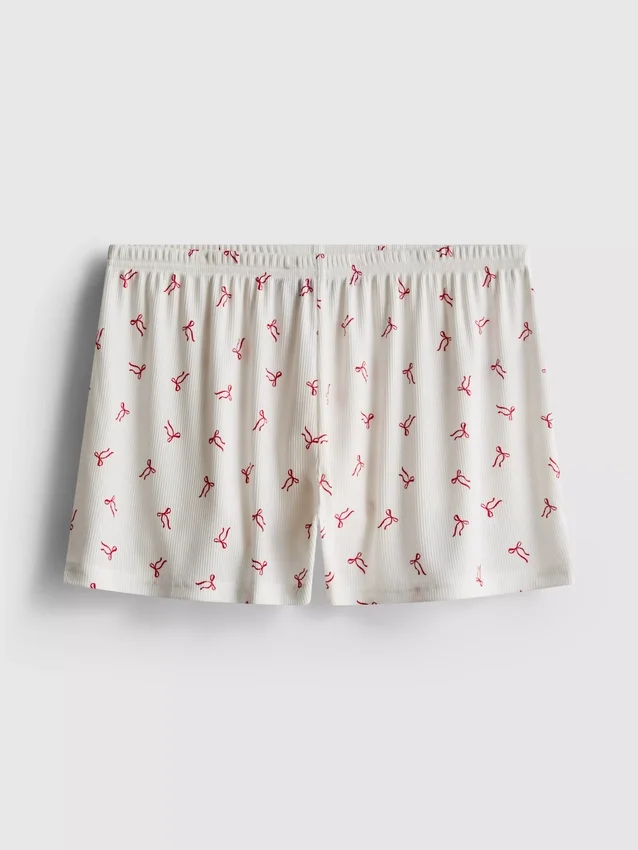 Desenli nervürlü pijama şortu Desenli nervürlü pijama şortu