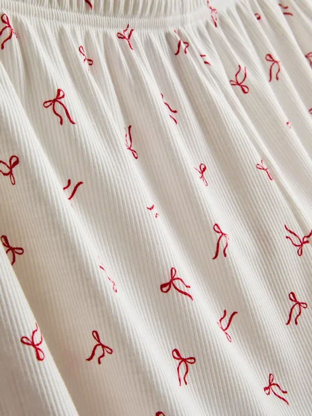 Desenli nervürlü pijama şortu Desenli nervürlü pijama şortu