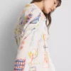 Desenli pamuklu plaj düğmeli gömlek Desenli pamuklu plaj düğmeli gömlek