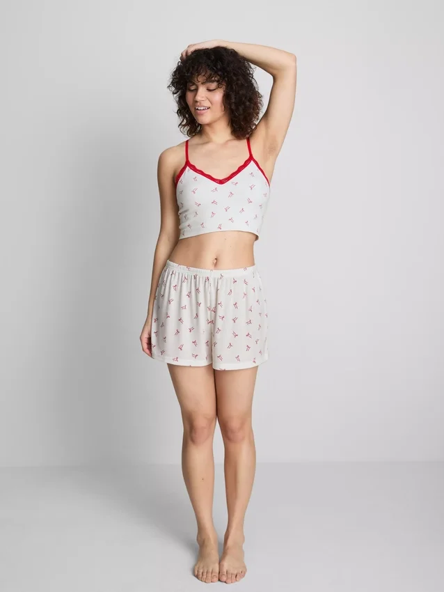 Dikişsiz baskılı kısa pijama cami Dikişsiz baskılı kısa pijama cami