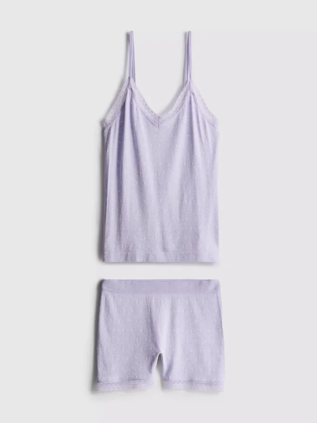 Dikişsiz cami şortlu pijama Dikişsiz cami şortlu pijama