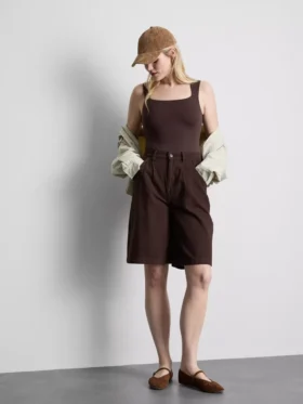 Dikişsiz kare yakalı bodysuit