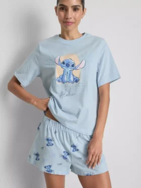 Disney’in Stitch desenli pamuklu kısa pijamaları