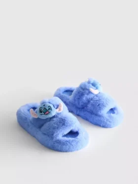 Disney’in Stitch karakterli, kabarık, çift kayışlı Ev Terlikleri