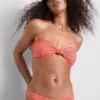 Düğüm detaylı çizgili bandeau bikini üstü Düğüm detaylı çizgili bandeau bikini üstü