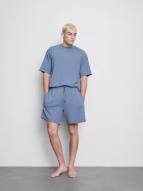 Dokulu büzgülü pijama şortu
