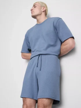 Dokulu büzgülü pijama şortu