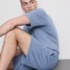 Dokulu büzgülü pijama şortu