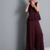 Dokulu düz paça saten pantolon Dokulu düz paça saten pantolon