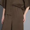 Dokulu düz paça saten pantolon Dokulu düz paça saten pantolon