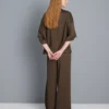 Dokulu düz paça saten pantolon Dokulu düz paça saten pantolon