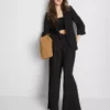 Dokulu çentikli yakalı blazer Dokulu çentikli yakalı blazer