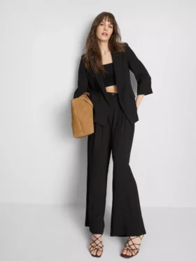 Dokulu çentikli yakalı blazer