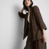 Dokulu çentikli yakalı blazer Dokulu çentikli yakalı blazer