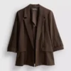 Dokulu çentikli yakalı blazer Dokulu çentikli yakalı blazer
