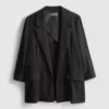 Dokulu çentikli yakalı blazer Dokulu çentikli yakalı blazer