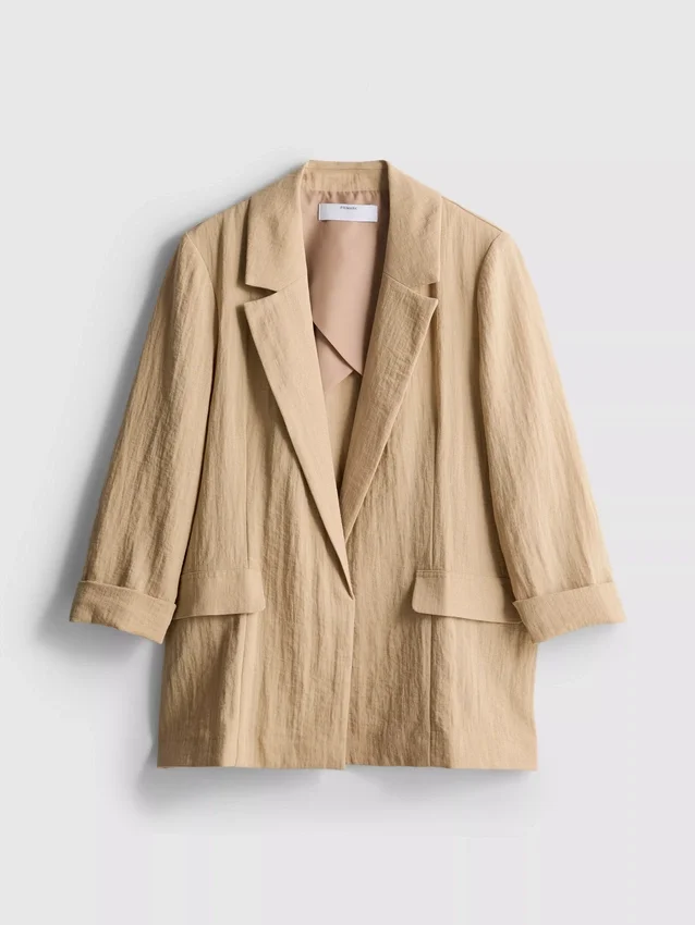Dokulu çentikli yakalı blazer Dokulu çentikli yakalı blazer