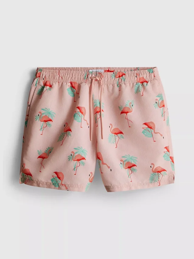 Dokulu flamingo desenli yüzme şortu Dokulu flamingo desenli yüzme şortu