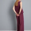 Dokulu çizgili geniş paça pantolon Dokulu çizgili geniş paça pantolon
