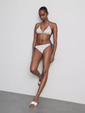 Dokulu limon desenli üçgen bikini üstü