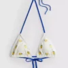Dokulu limon desenli üçgen bikini üstü Dokulu limon desenli üçgen bikini üstü