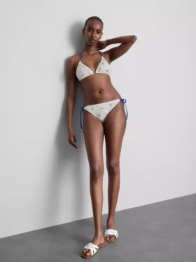 Dokulu limon desenli, yandan bağlamalı bikini altları
