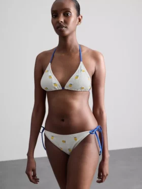 Dokulu limon desenli, yandan bağlamalı bikini altları