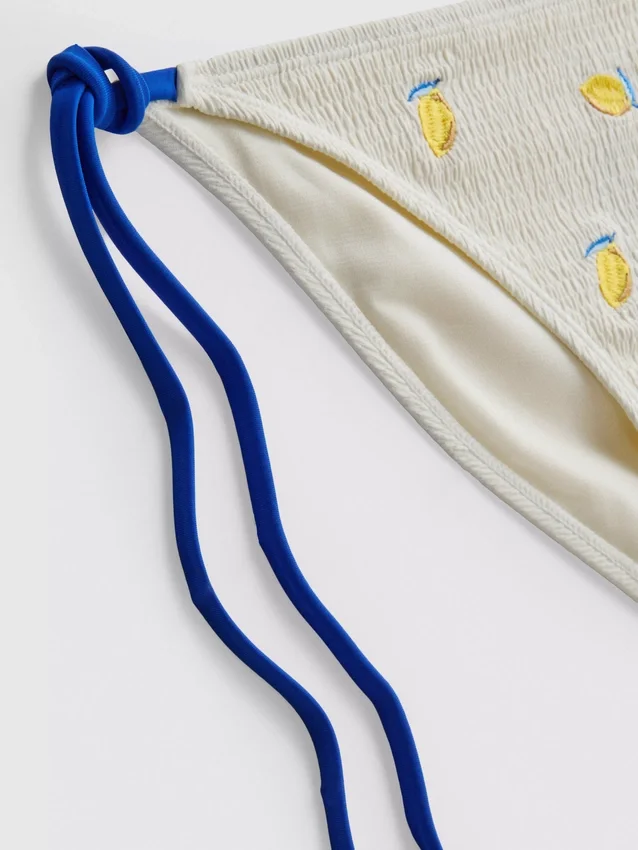 Dokulu limon desenli, yandan bağlamalı bikini altları Dokulu limon desenli, yandan bağlamalı bikini altları