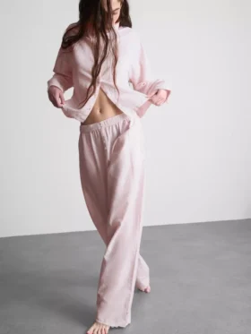 Dokuma pamuklu oxford pijama gömleği
