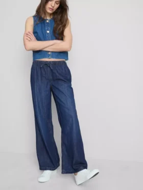 Düz paça denim eşofman altı