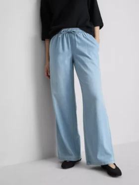 Düz paça denim eşofman altı