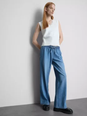 Düz paça denim eşofman altı