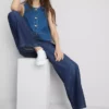 Düz paça denim eşofman altı Düz paça denim eşofman altı