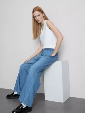 Düz paça denim eşofman altı