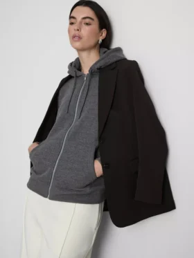 Essential fermuarlı kapüşonlu sweatshirt