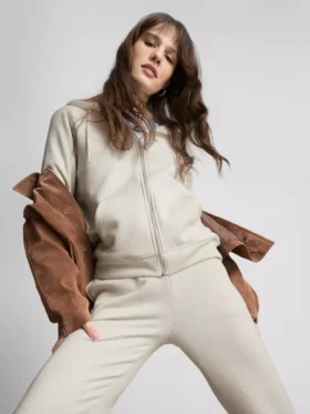 Essential fermuarlı kapüşonlu sweatshirt