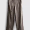 Fırçalanmış geniş paça ince çizgili pantolon Fırçalanmış geniş paça ince çizgili pantolon